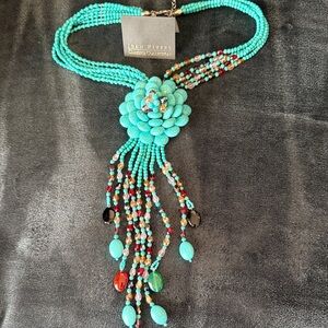 Joan Rivers Turquoise Flower Starlet Statement Necklace - Signed